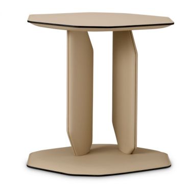 Maurizio Light Brown Leather Side Table