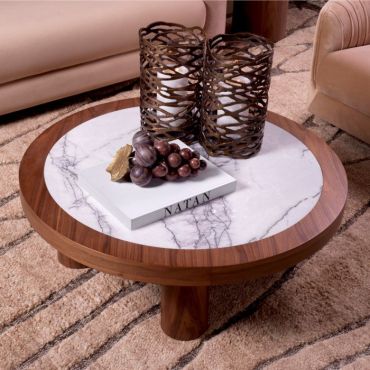 Presedio Coffee Table Walnut / Bianco Lilac Marble