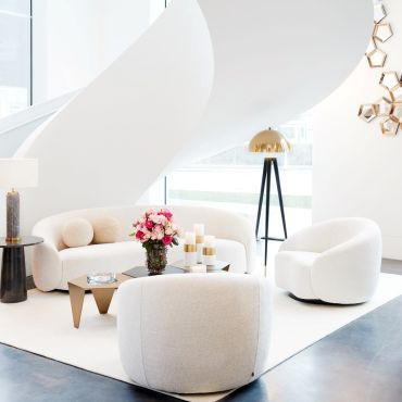 Amore Lyssa Off White Swivel Armchair