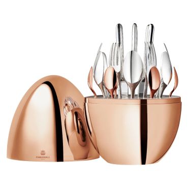 Mood Precious Silver-Plated Rose Gold Flatware Chest - Set of 24