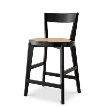 Alvear Classic Black & Rattan Counter Stool