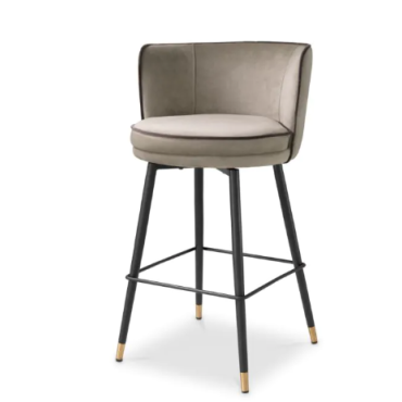 Grenada Savona Greige Velvet Counter Stool