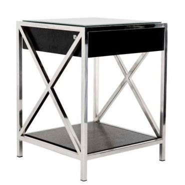 Beverly Hills Stainless Steel Bedside Table