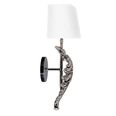 Beau Site Nickel Wall Lamp with White Shade