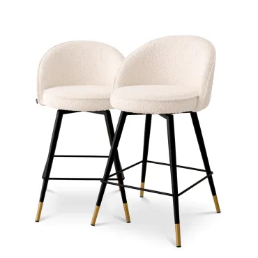 Cooper Bar Stool Set of 2 Boucle Cream