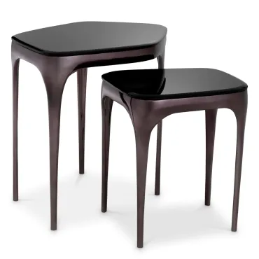 Deacon Black Nickel Side Table - Set of 2