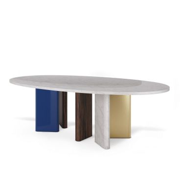 Peninsula Dining Table - Customise Marble, Metal, Wood, Lacquer