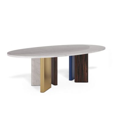 Peninsula Dining Table - Customise Marble, Metal, Wood, Lacquer