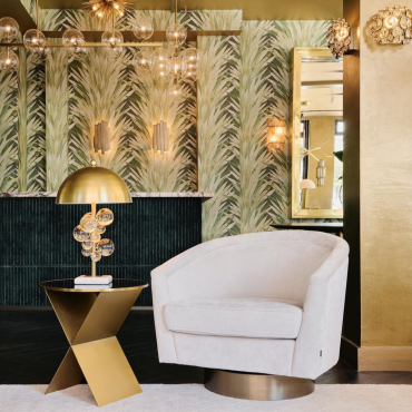 Floral Brass Table Lamp