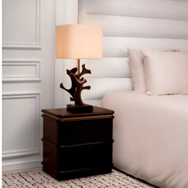 Agape Table Lamp: Brass body, bronze finish, granite base, bouclé shade - James Said luxury furniture