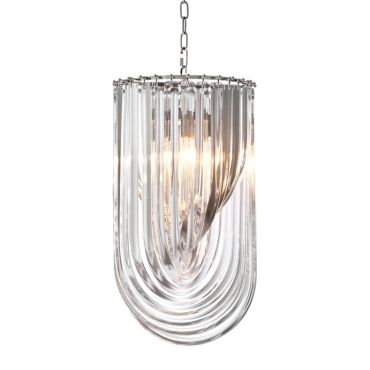 Murano Nickel Acrylic Long Large Chandelier