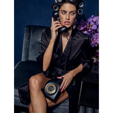 Audrey Short Robe - Navy