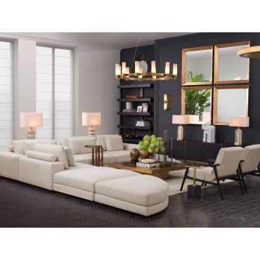 Castro Antique Brass & Alabaster Chandelier 