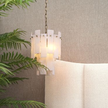 Acevedo Antique Brass & Alabaster Chandelier 