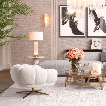 Sunset Lyssa Off-White Swivel Arm Chair 