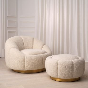 Inger Boucle Cream Swivel Armchair
