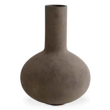 Moon Jar Taupe Vase - Slim Neck