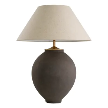 Moon Jar Taupe & Brushed Brass Table Lamp